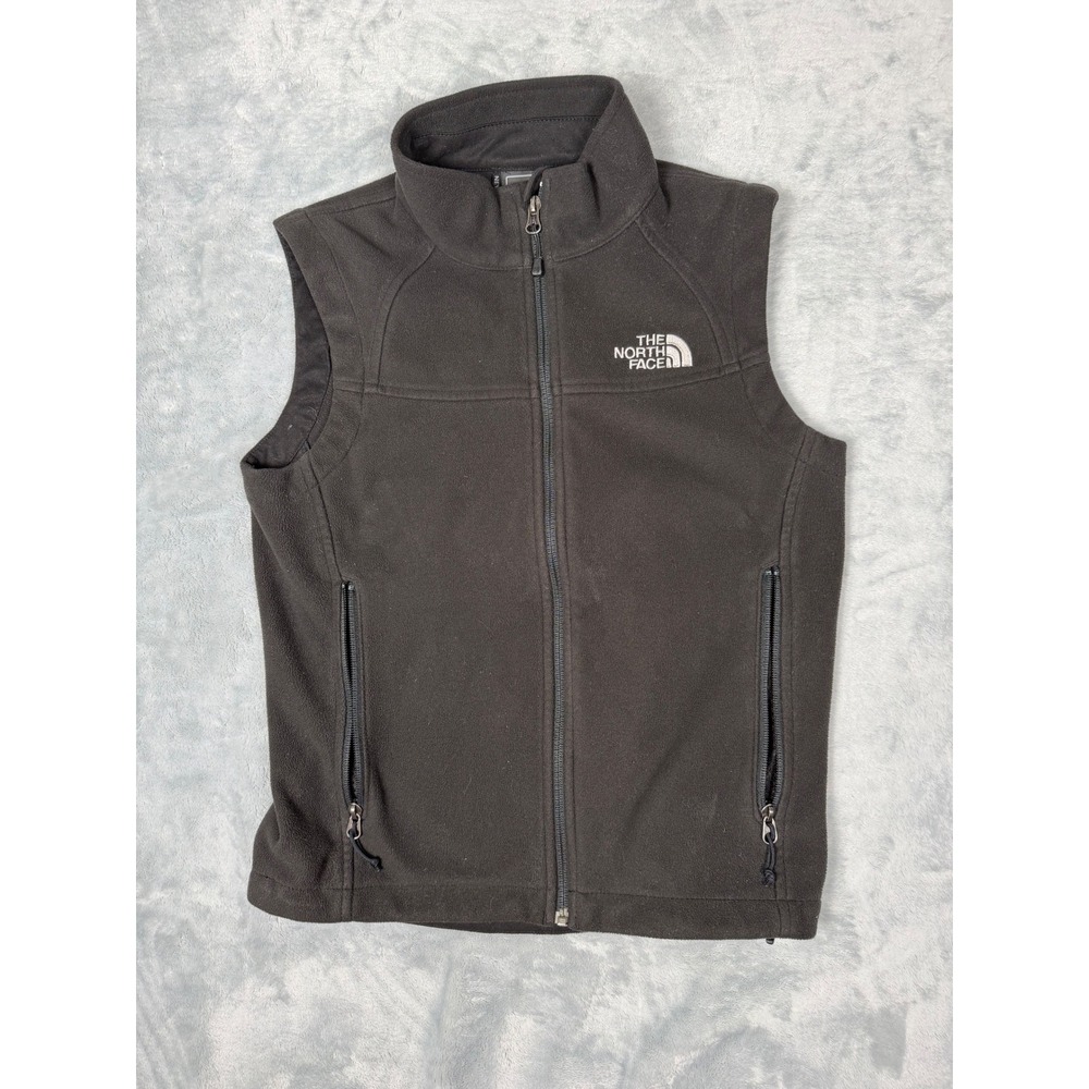 The North Face Mens Black Full Zip Fleece Vest Mock Neck Sleeveless Jacket S